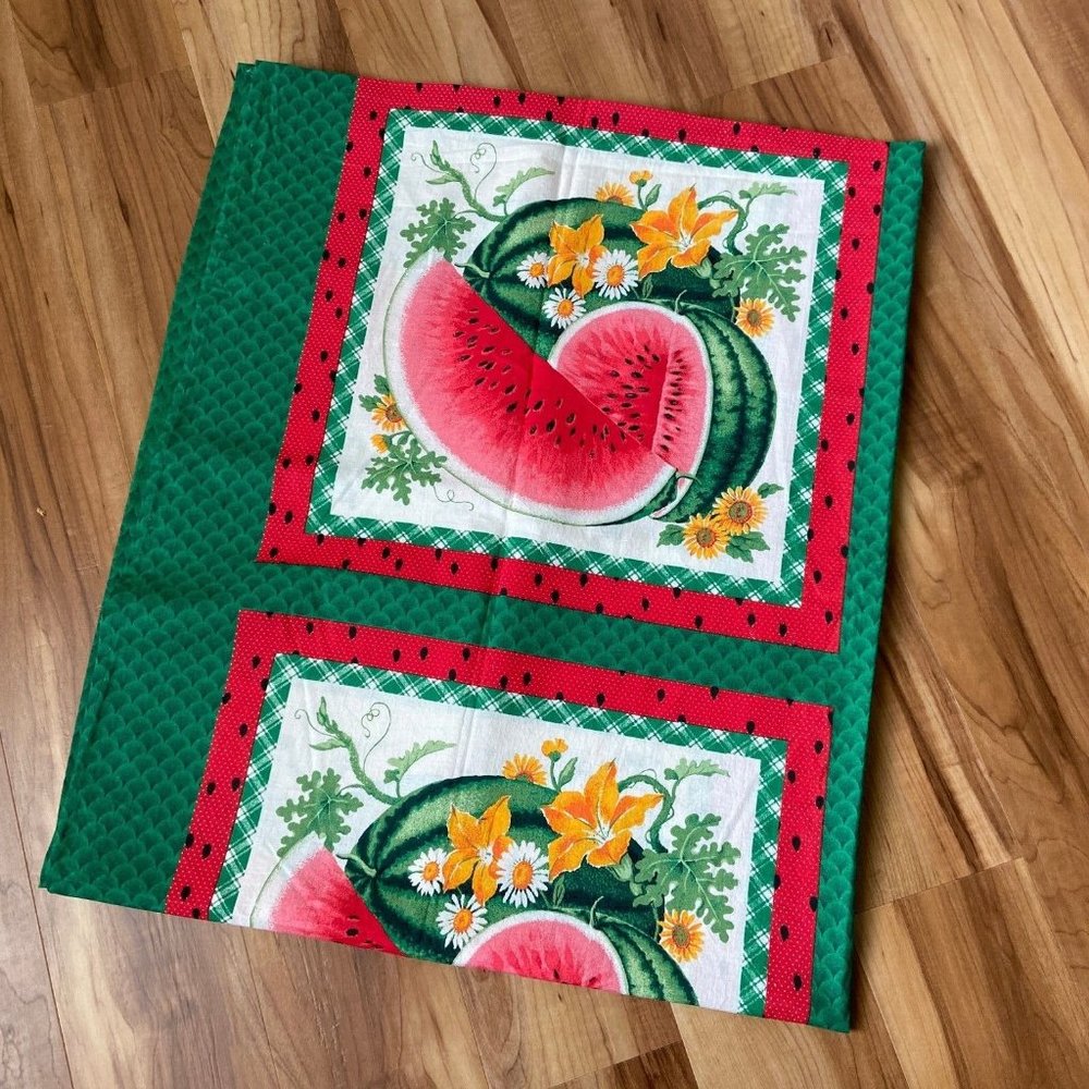 Watermelon Sunflower Lily Summer Tablecloth Fabric Red Green Yellow 42''x49.75''